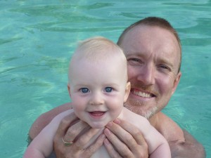 Me and Angus in the pool